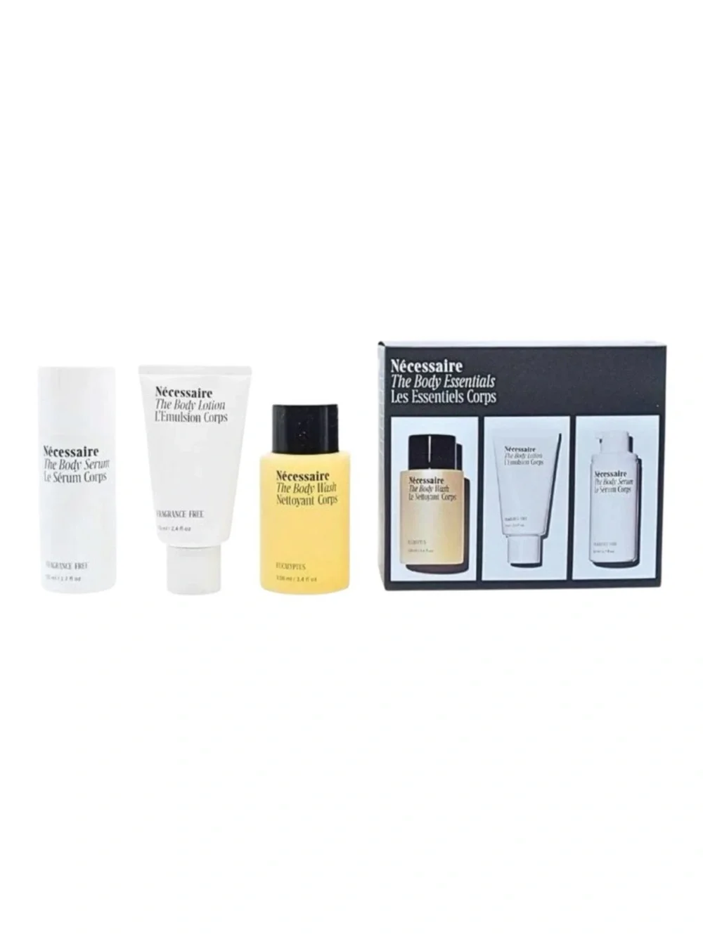 Nécessaire The Body Essentials Travel Set BNIB Body Wash Lotion Serum